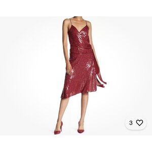 NWT Diane Von Furstenberg Brenndah Red Silk Sequined Party Dress Asymmetrical 2​